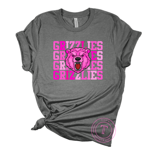 Grizzlies Pink Preppy Mascot Youth