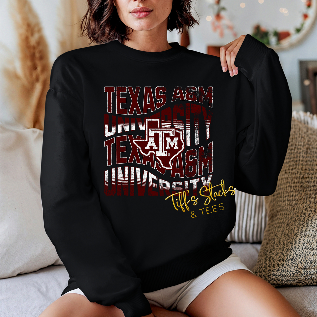 Texas A&M University Vintage Wavy