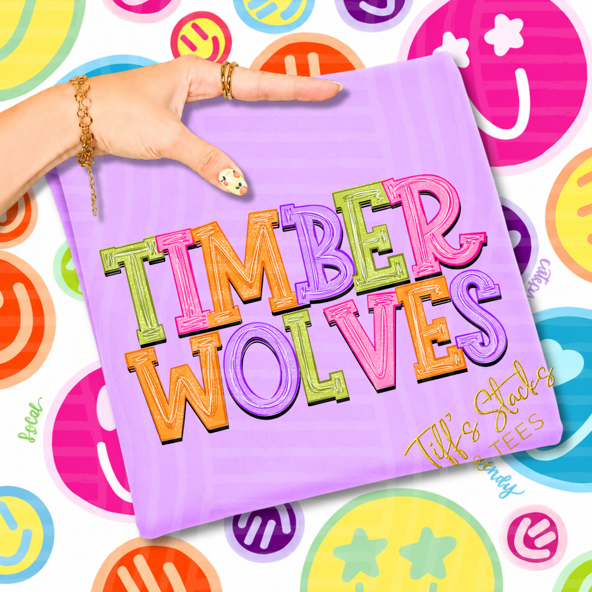 Timberwolves Neon Stacked Mascot Youth