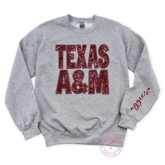 Texas A&M Faux Glitter
