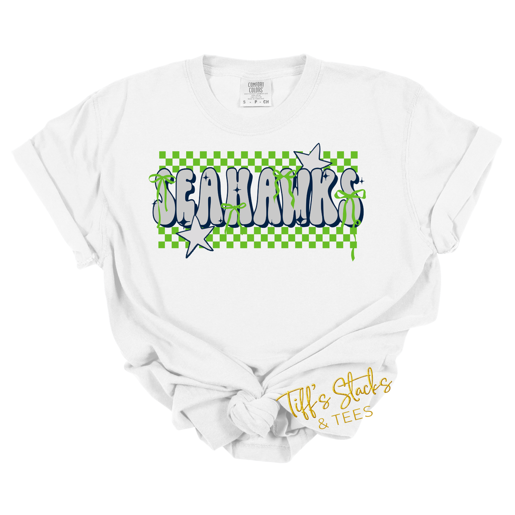 Seahawks Checkered w/ Coquette Bows