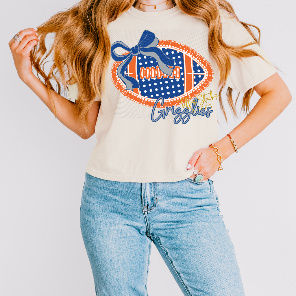 Grizzlies Football w/ Lace & Coquette Bow