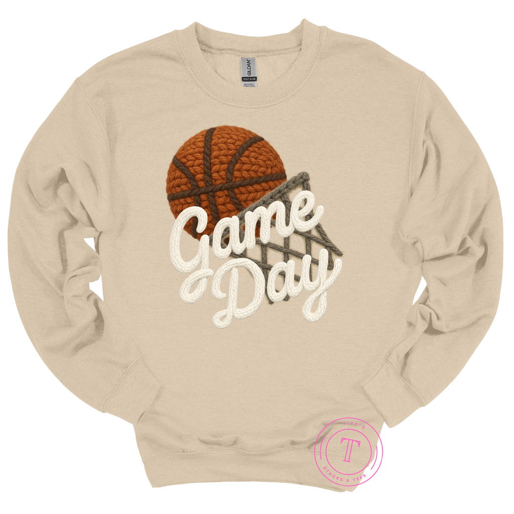 Basketball Game Day (White) Faux Yarn