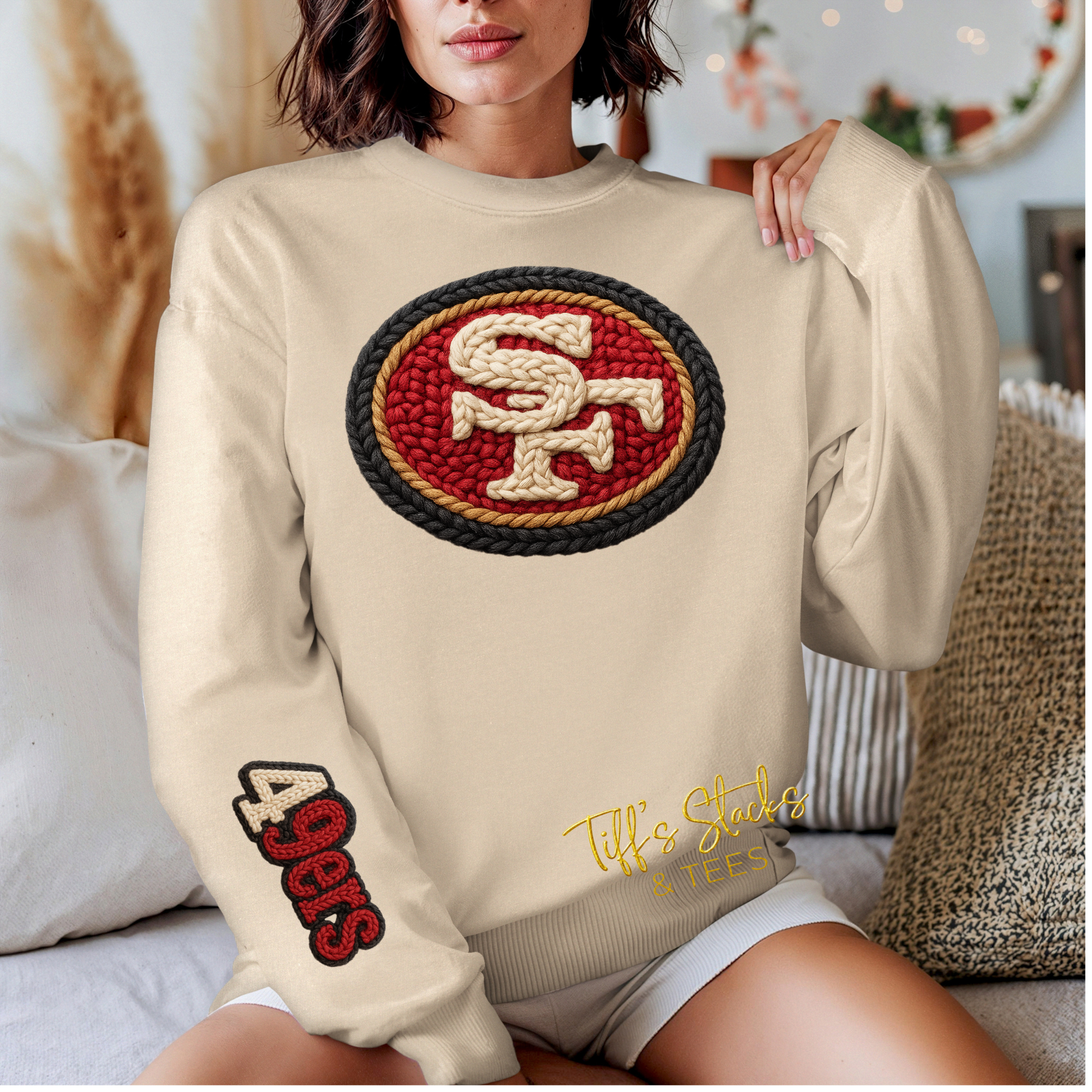 San Francisco Faux Yarn w/ Sleeve Print