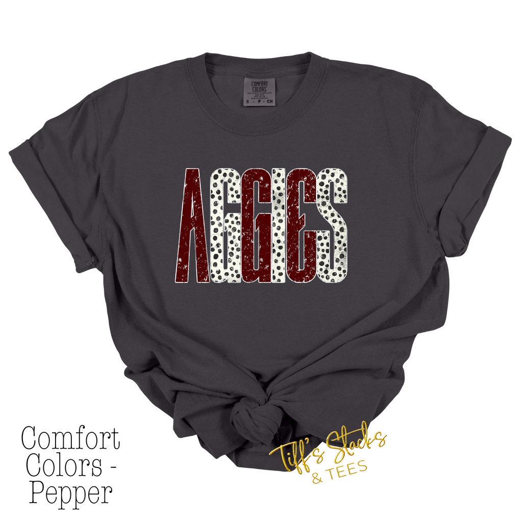 Aggies Distressed Metallic Dal Dot
