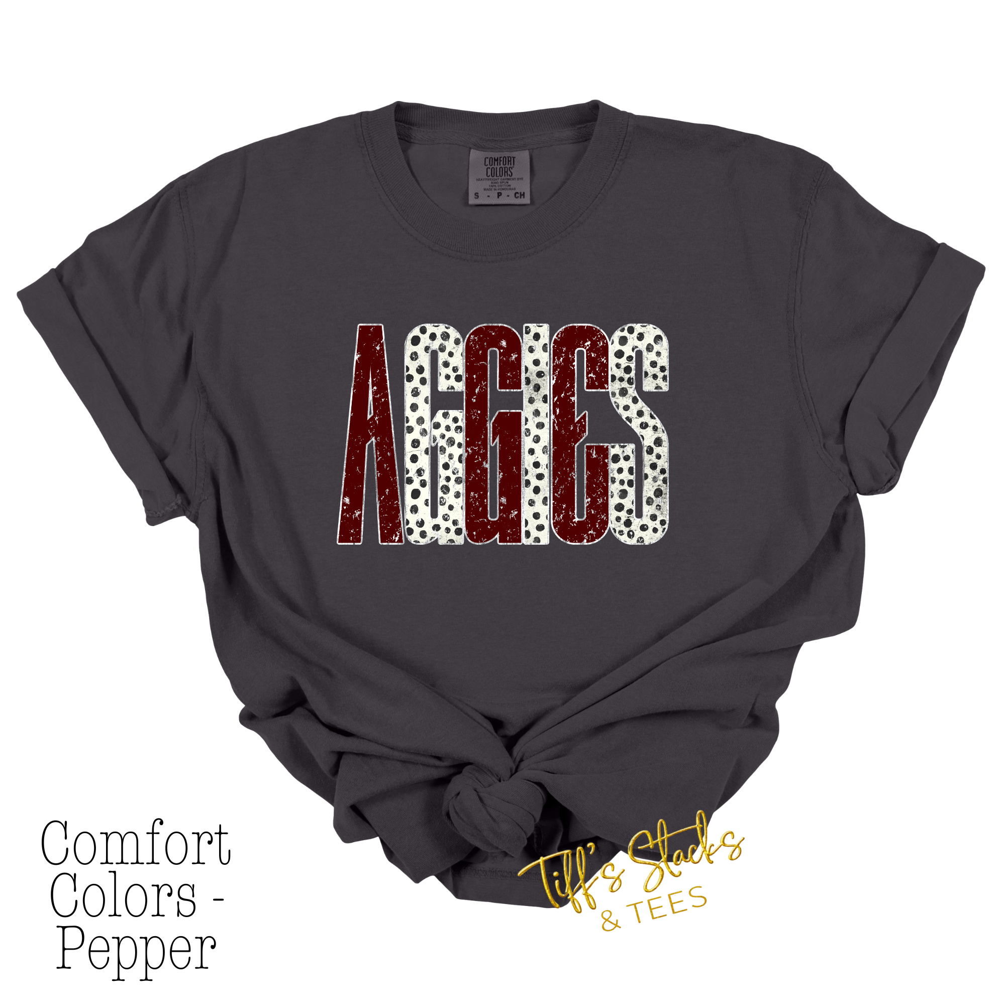 Aggies Distressed Metallic Dal Dot