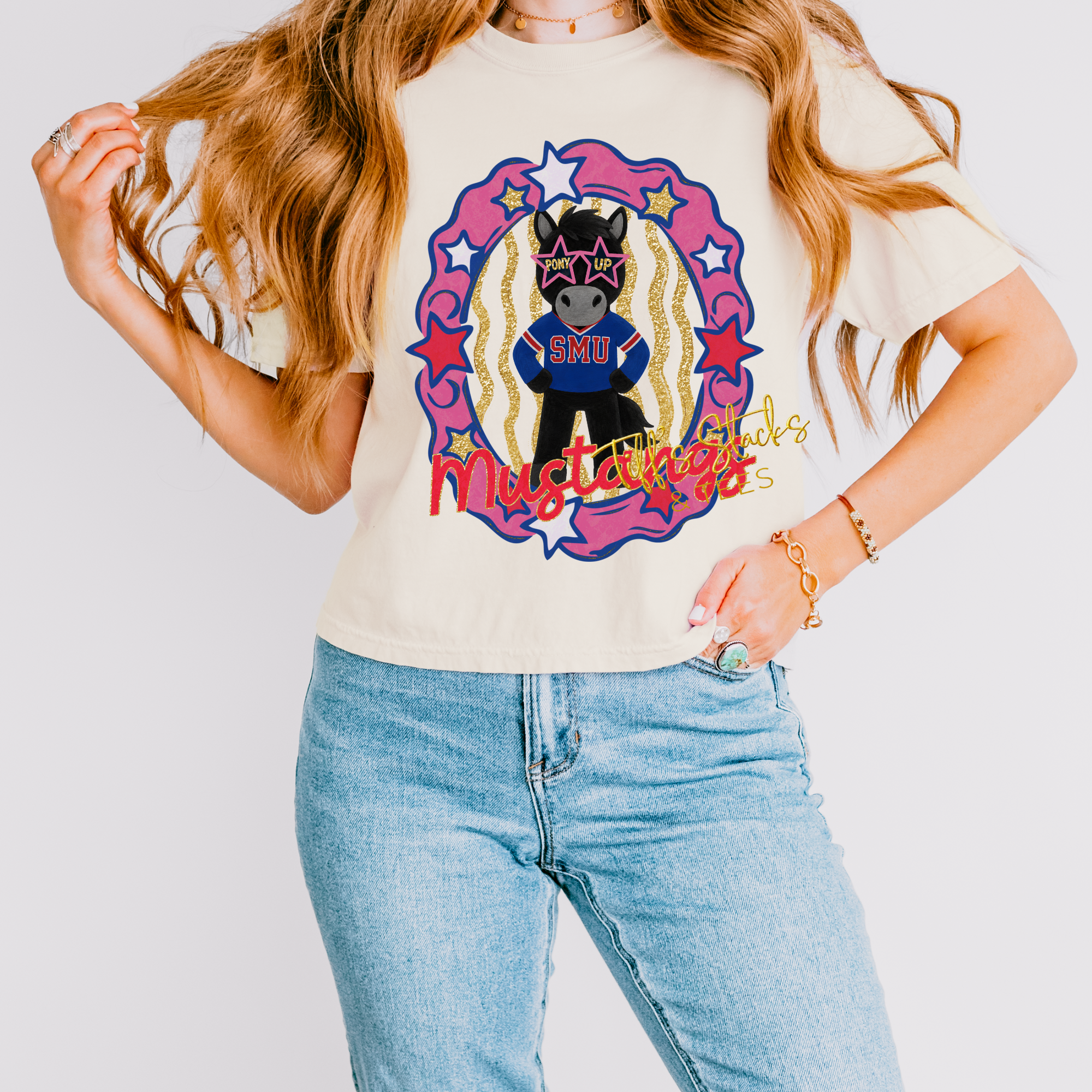 Mustangs (SMU) Preppy Shimmer Mascot