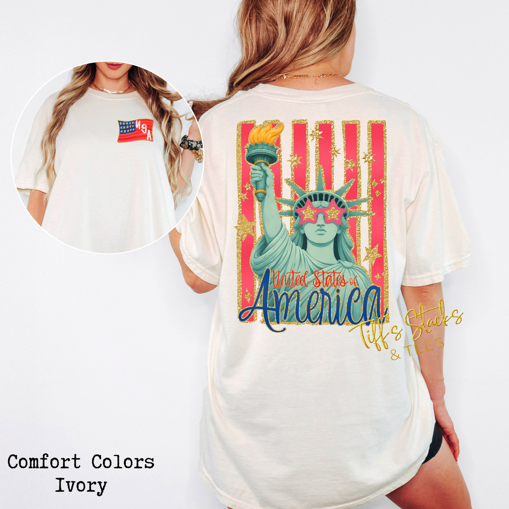 Lady Liberty Folk Glitz Front/Back
