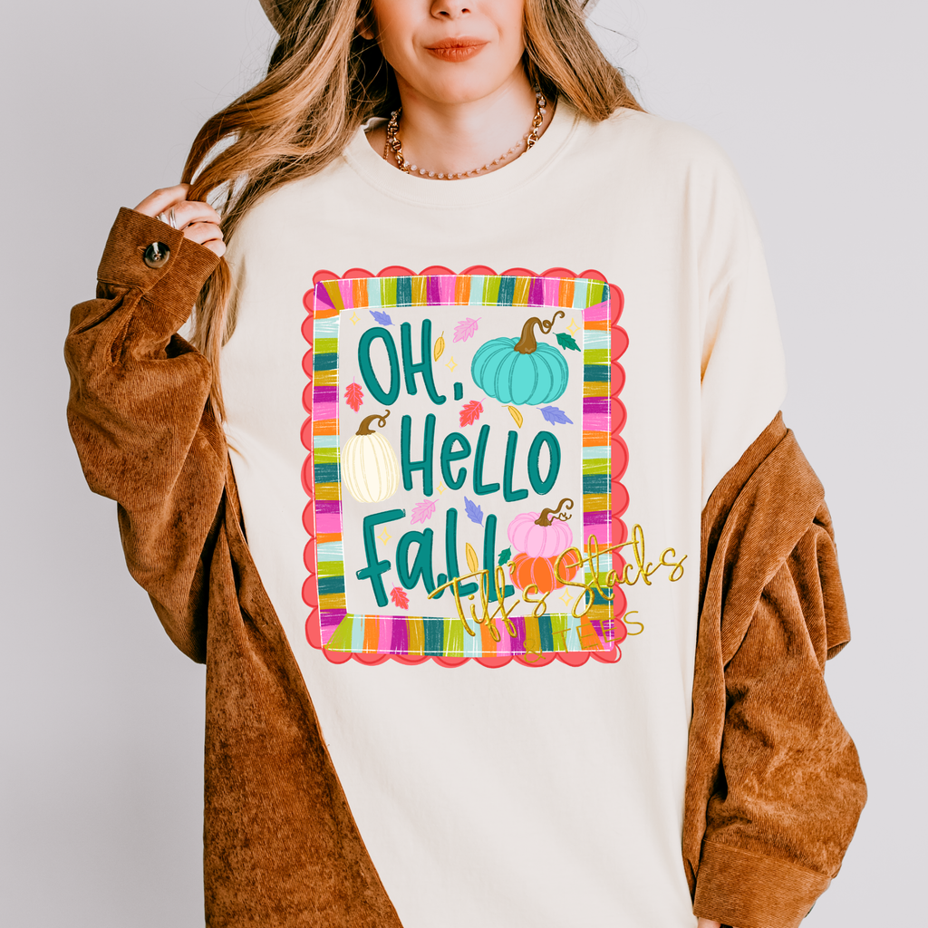 Oh, Hello Fall Striped Frame