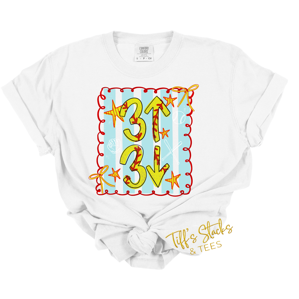 3 Up 3 Down Striped Preppy Coquette Softball