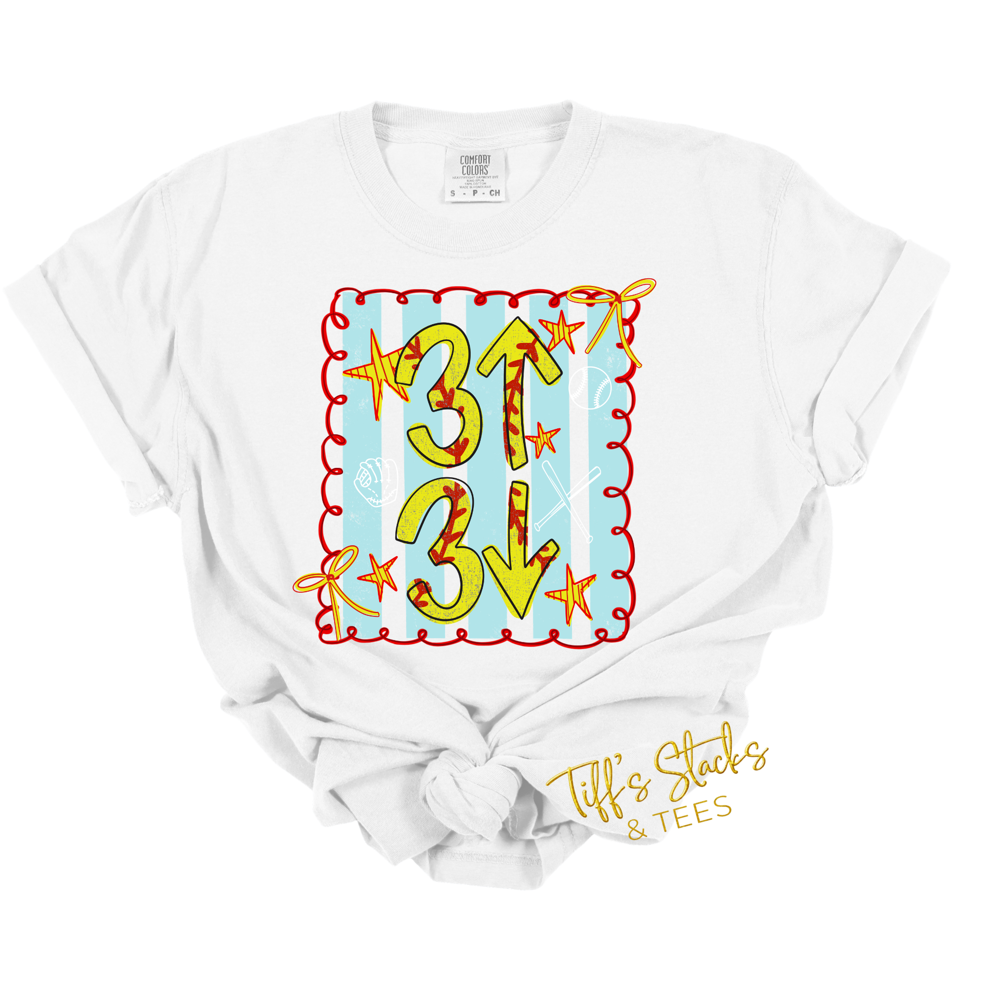3 Up 3 Down Striped Preppy Coquette Softball