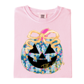 Ghost Painted Jack-O-Lantern w/ Coquette Bow