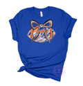 Football w/ Coquette Bow - Orange & Royal Blue Brushstroke Youth