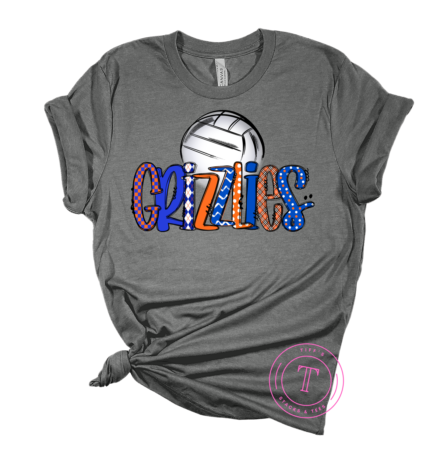 Grizzlies Volleyball Blue & Orange Doodle