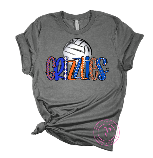 Grizzlies Volleyball Blue & Orange Doodle
