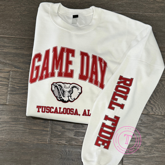Game Day Sweatshirt w/ Roll Tide on Sleeve