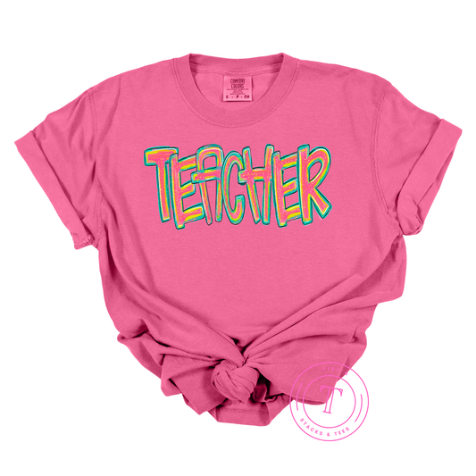 Teacher Pink Yellow Turquoise