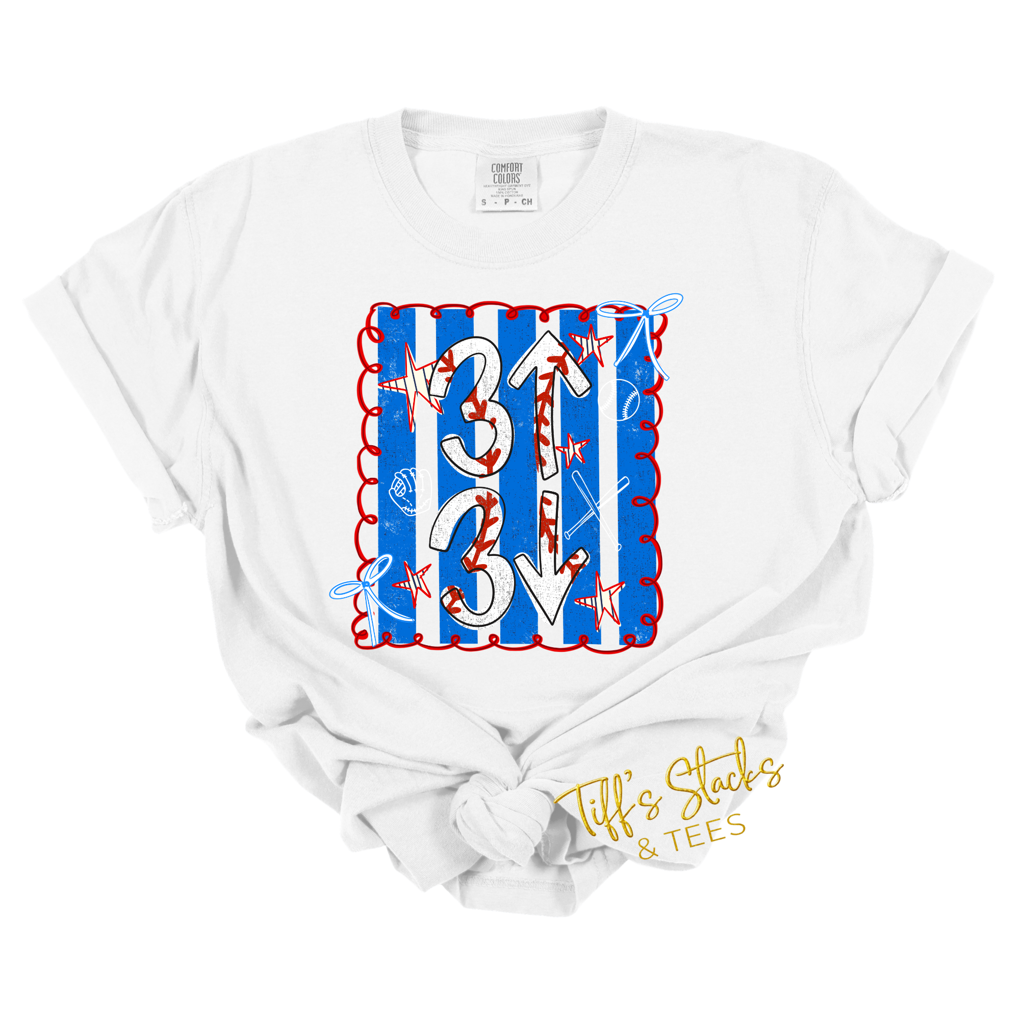 3 Up 3 Down Striped Preppy Coquette Baseball