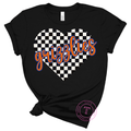 Grizzlies Black/White Checkered Heart
