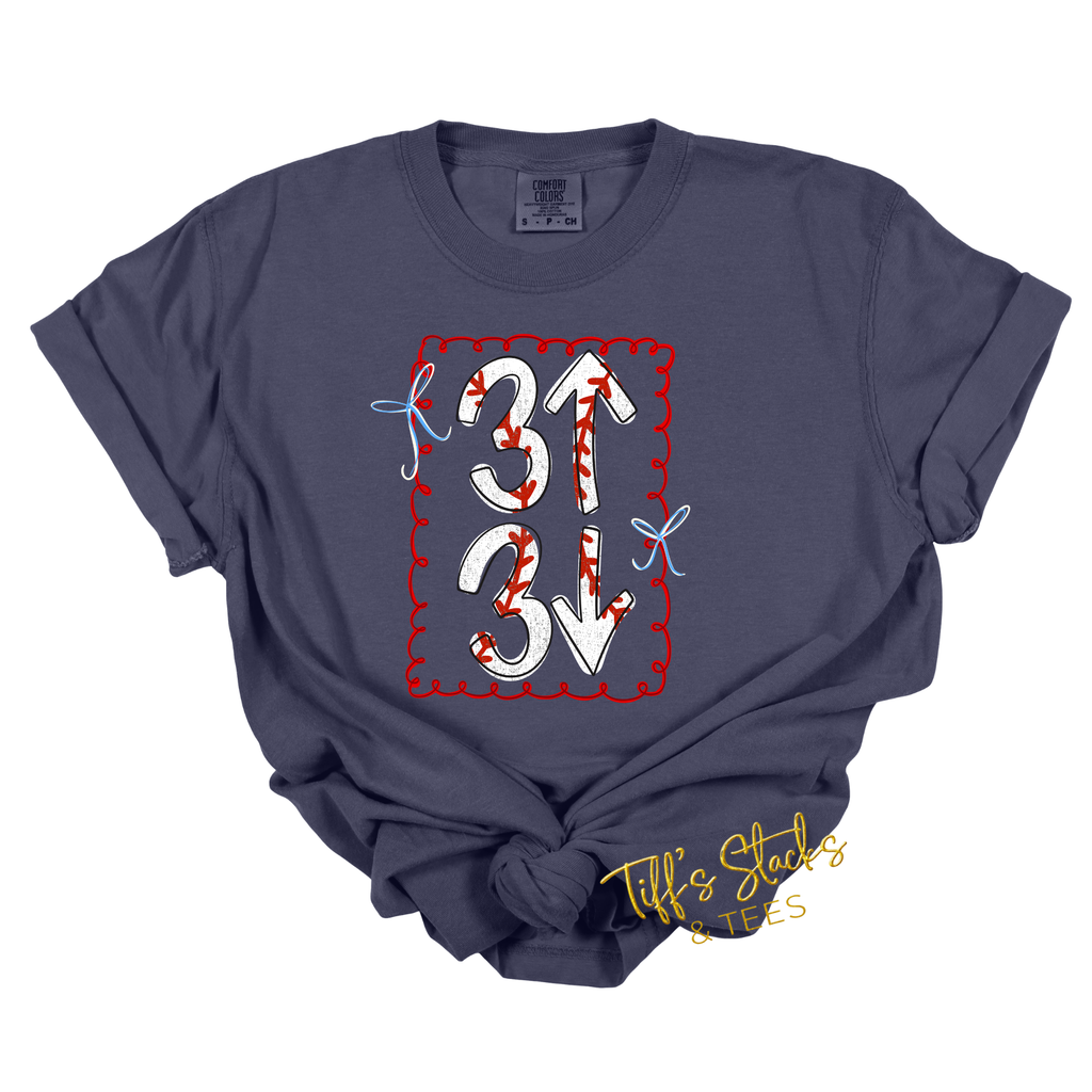 3 Up 3 Down Preppy Coquette Baseball