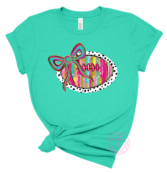 Football w/ Coquette Bow - Colorful Brushstroke Youth