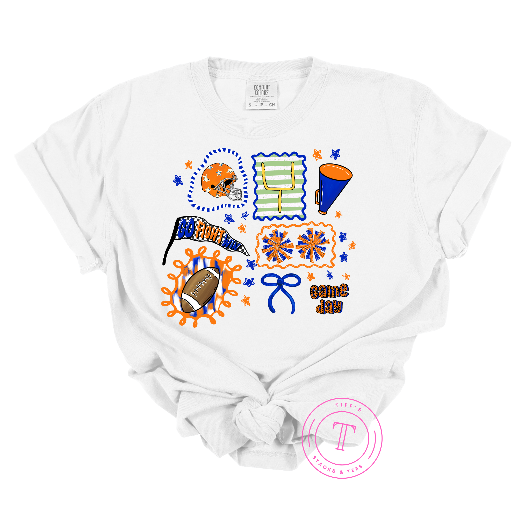 Game Day Doodle Royal Blue & Orange