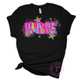 Nurse Neon Brushstroke w/ Gold Stars