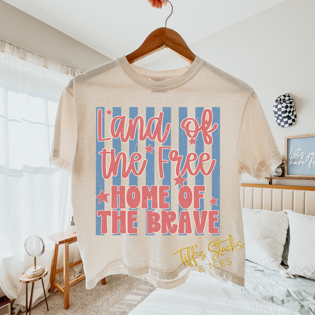 Land of the Free Home of the Brave Striped Retro