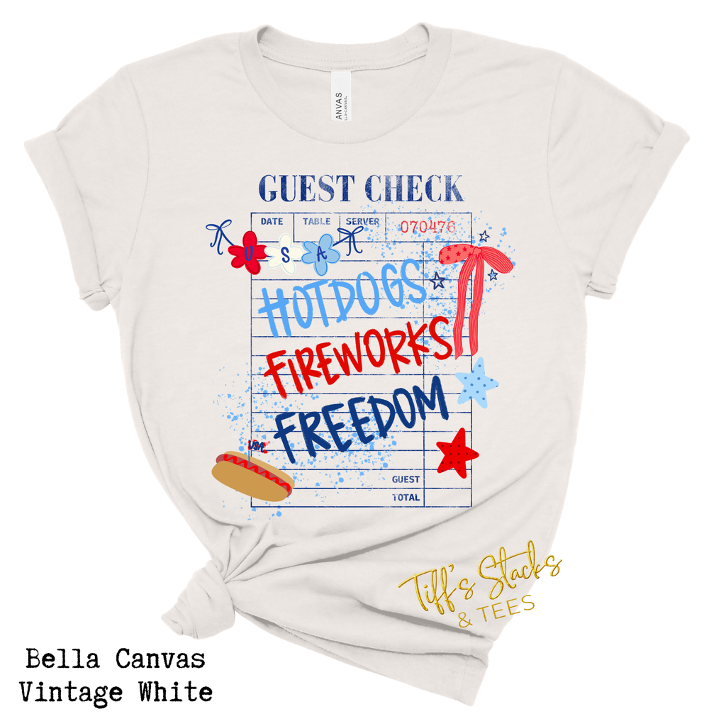 Hot Dogs, Fireworks, Freedom Guest Check