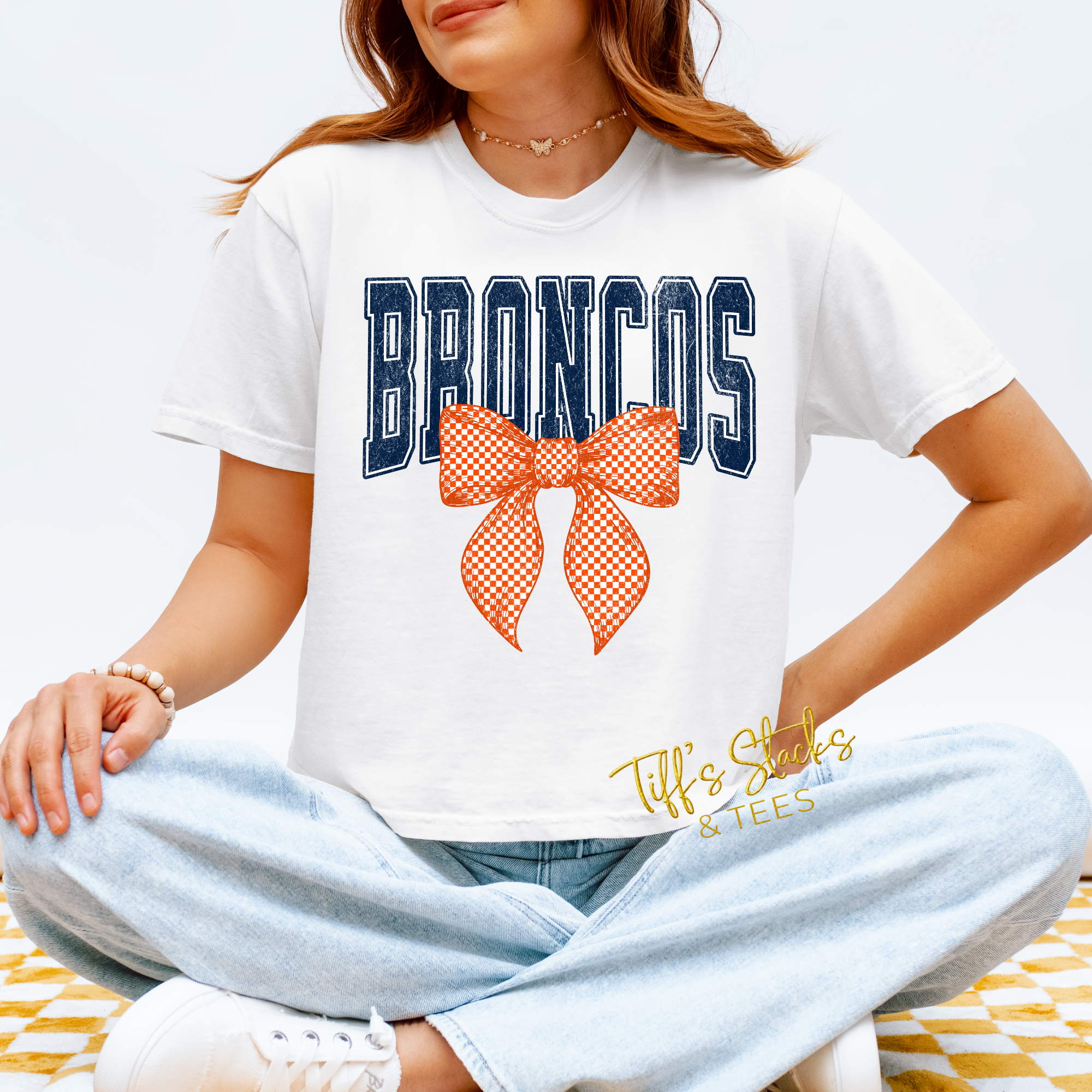 Broncos Checkered Coquette Bow