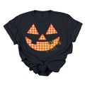 Orange Checkered Jack-O-Lantern Face Youth
