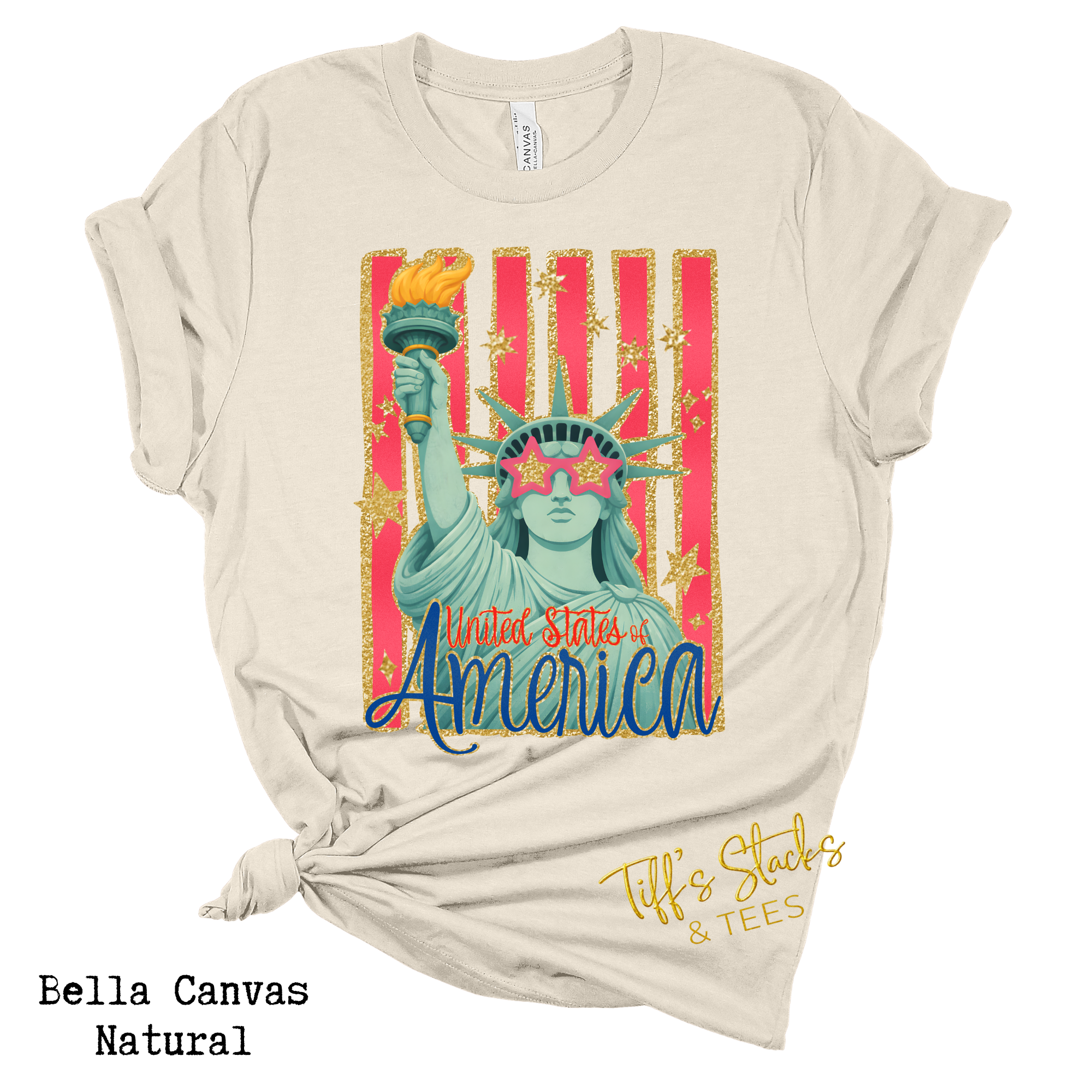 Lady Liberty Folk Glitz Front Only Youth