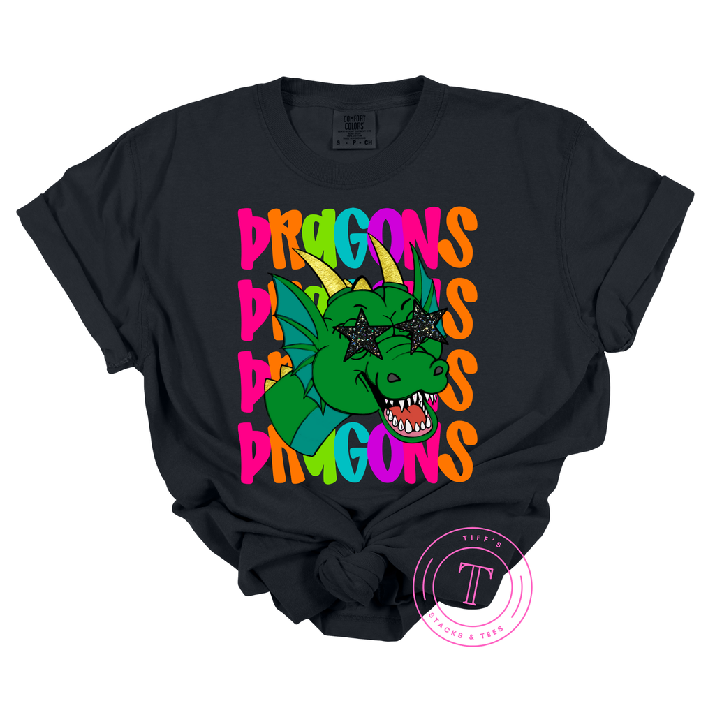 Dragons Preppy Neon Mascot Youth