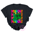 Dragons Preppy Neon Mascot Youth