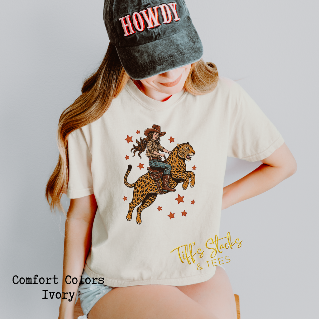 Cowgirl Riding Leopard