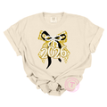 Happy New Year 2026 Gold Checkered Coquette Bow
