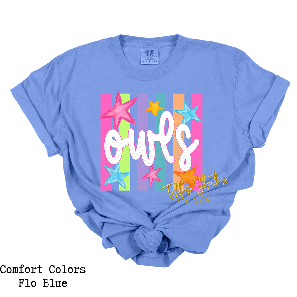 Owls Preppy Striped w/ Stars