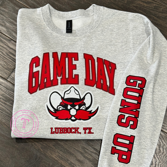 Game Day Sweatshirt w/ Guns Up on Sleeve