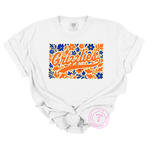Grizzlies Orange & Blue Flowers Youth