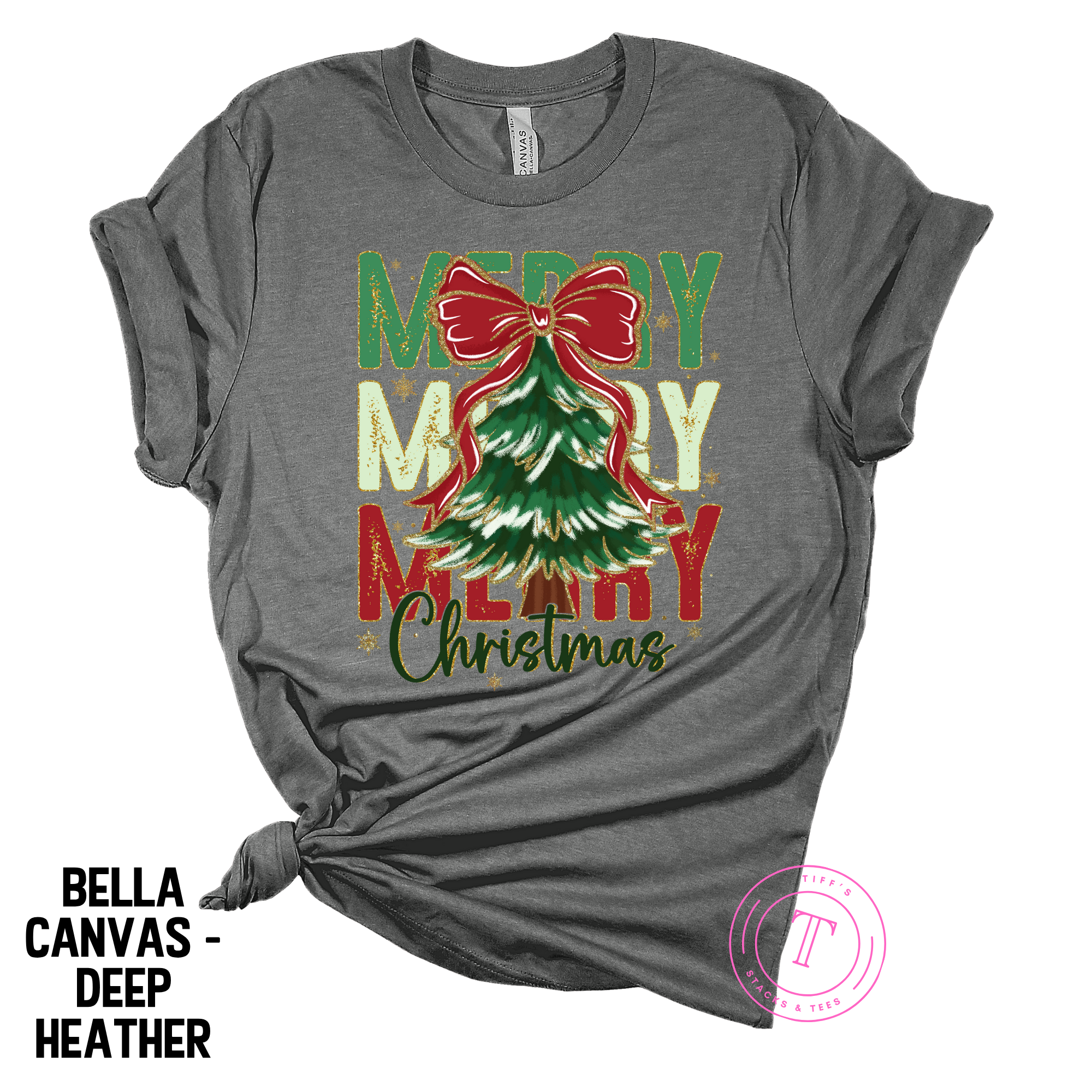 Merry Preppy Christmas Tree w/ Coquette Bow Youth