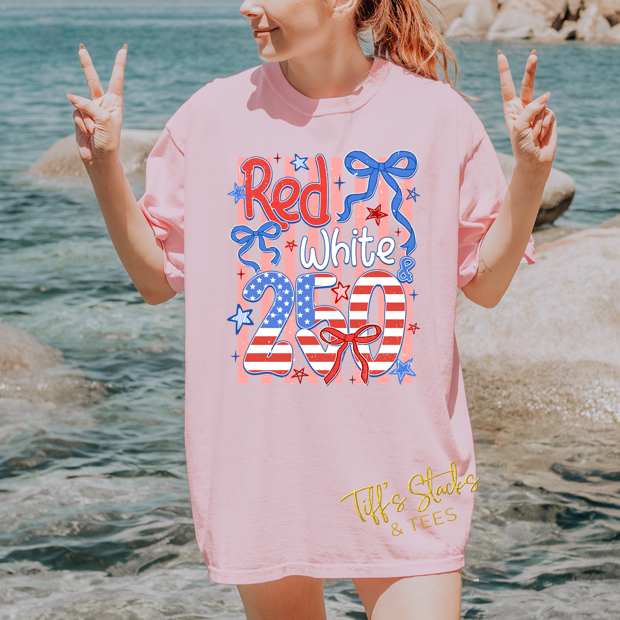 Red White 250 Coquette Pink Stripes Youth