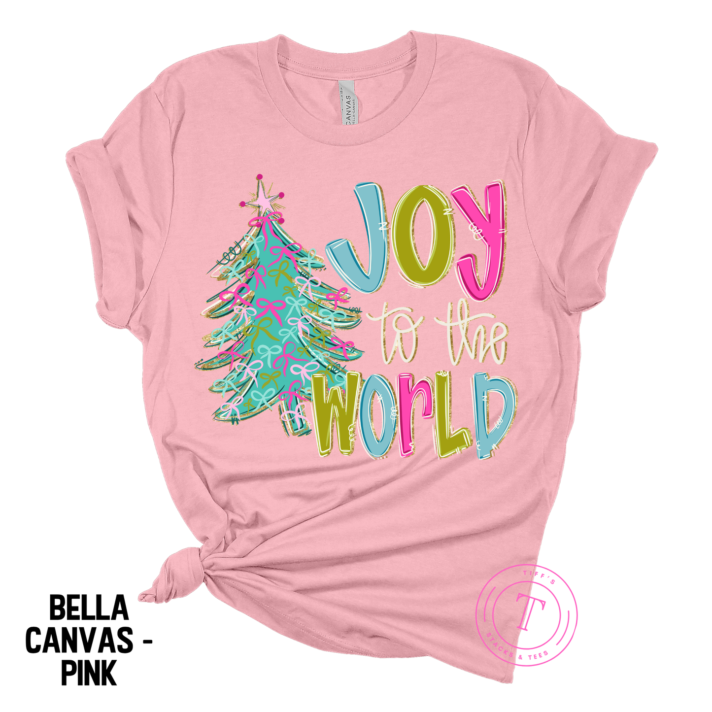 Joy to the World Pastel Christmas Tree w/ Coquette Bows