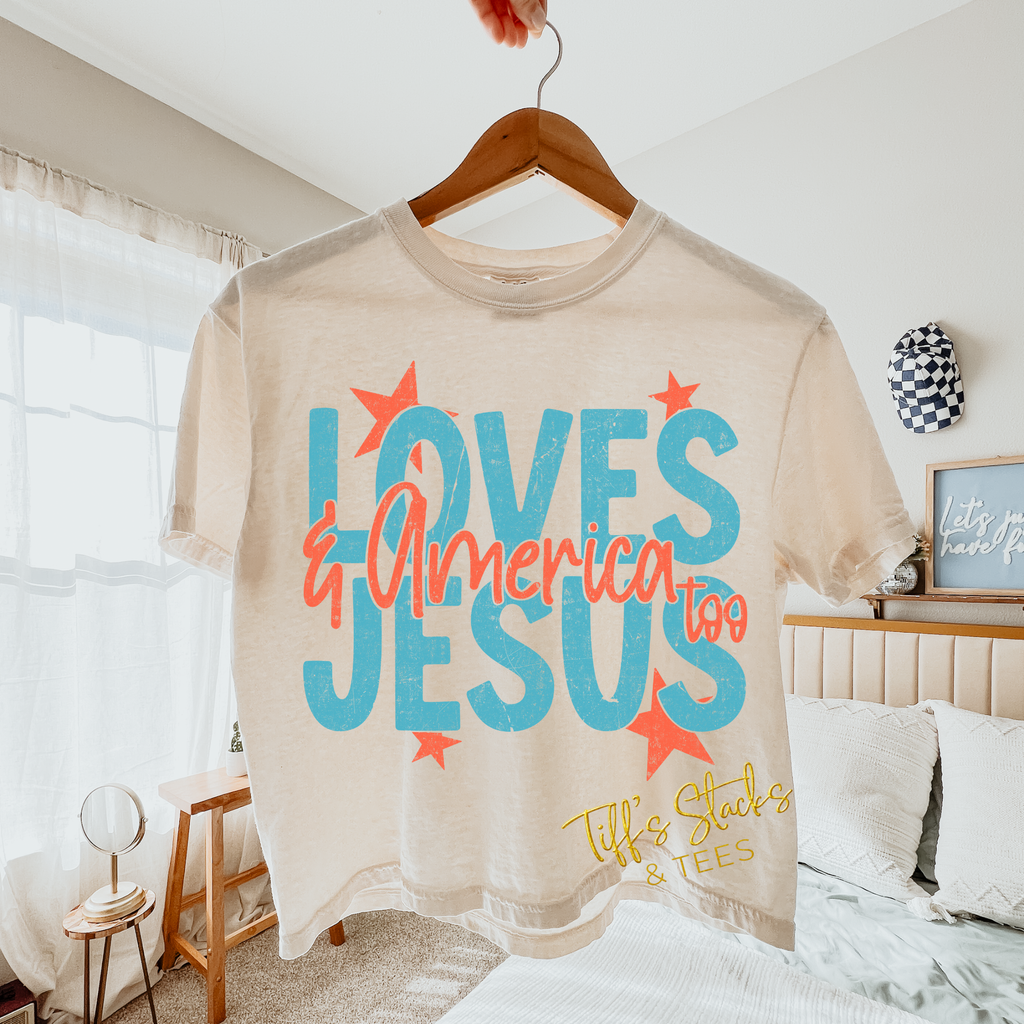 Loves Jesus & America Too Distressed w/ Stars