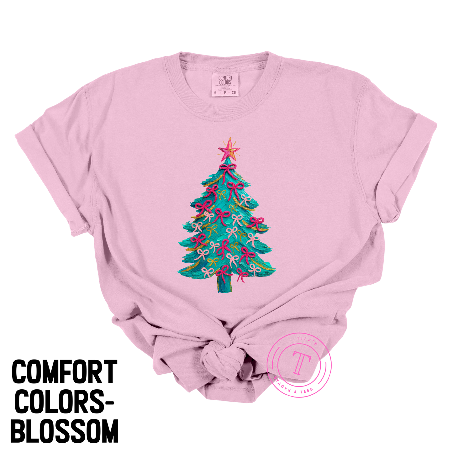 Christmas Tree w/ Coquette Bows Faux Paint