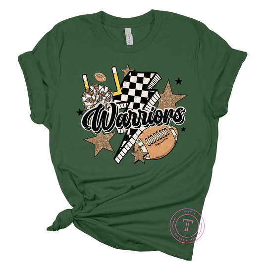 Warriors Football Checkered Lightning Youth