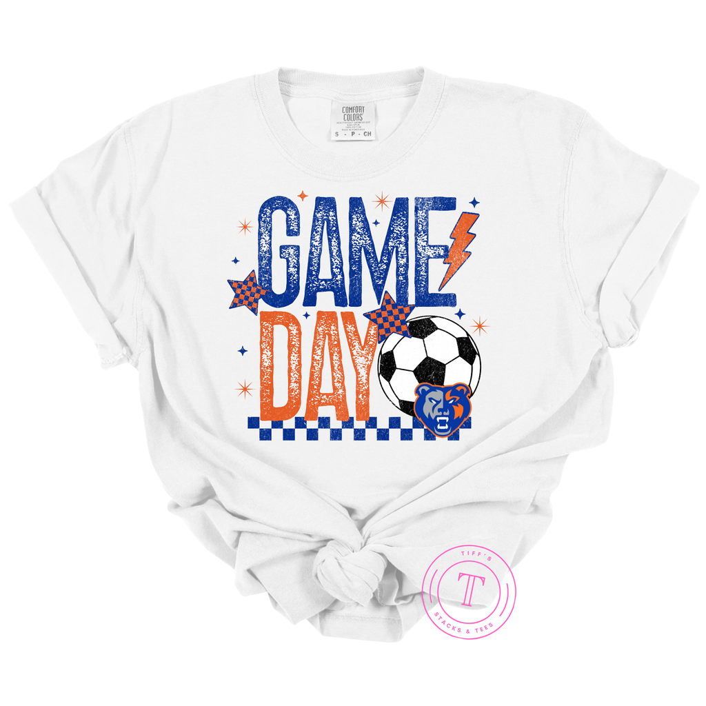 Grizzlies Soccer Game Day Grunge Checkered Youth