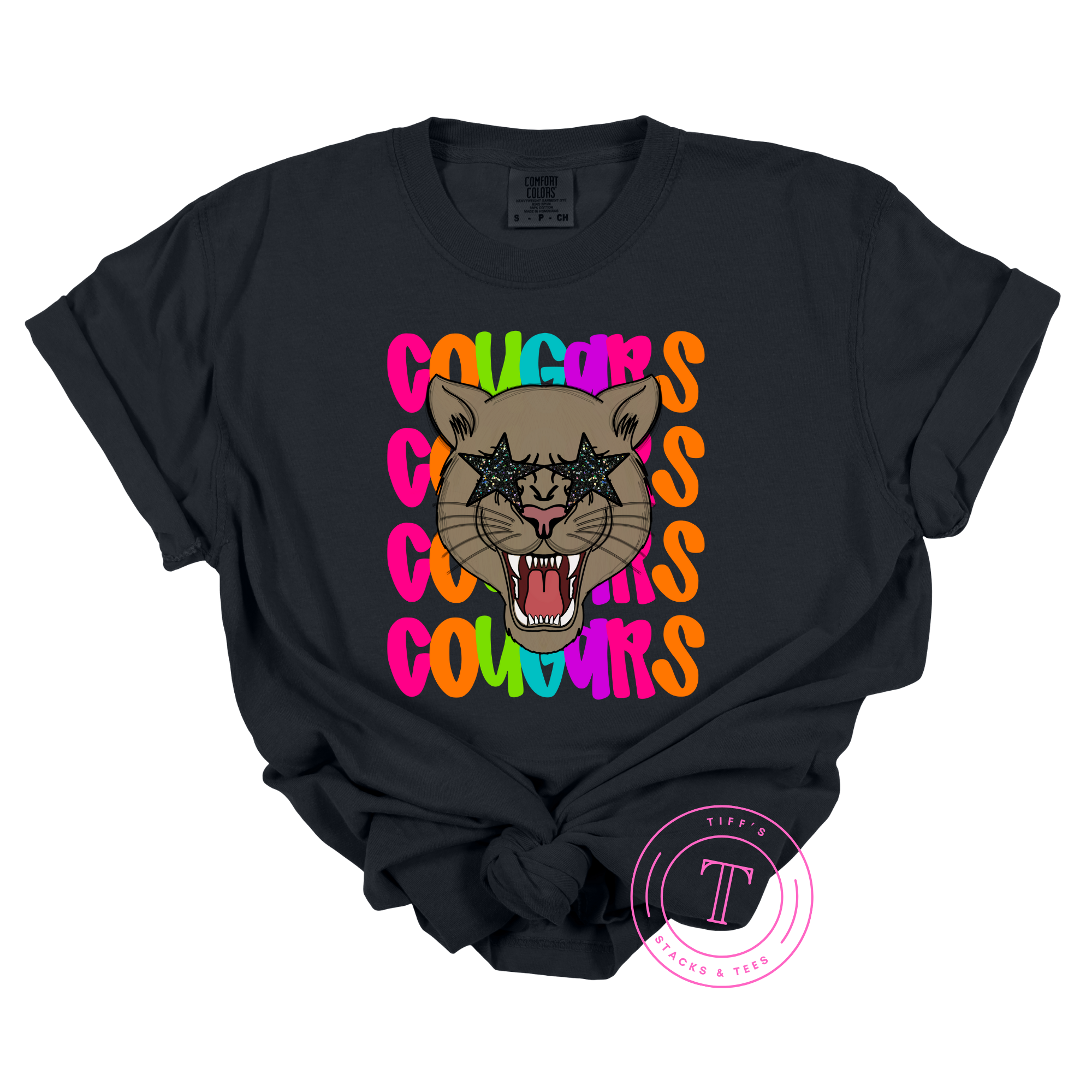 Cougars Preppy Neon Mascot Youth