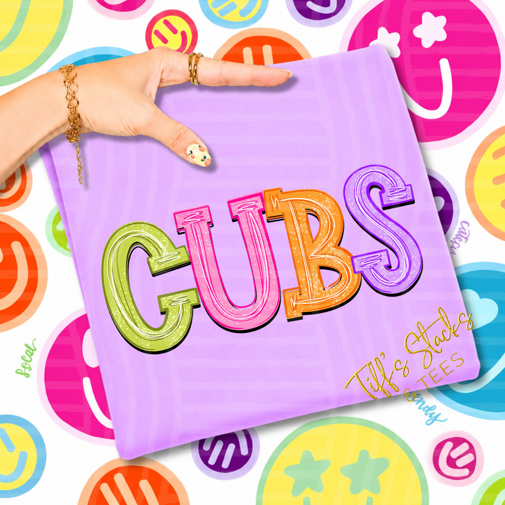 Cubs Neon Stacked Mascot Youth