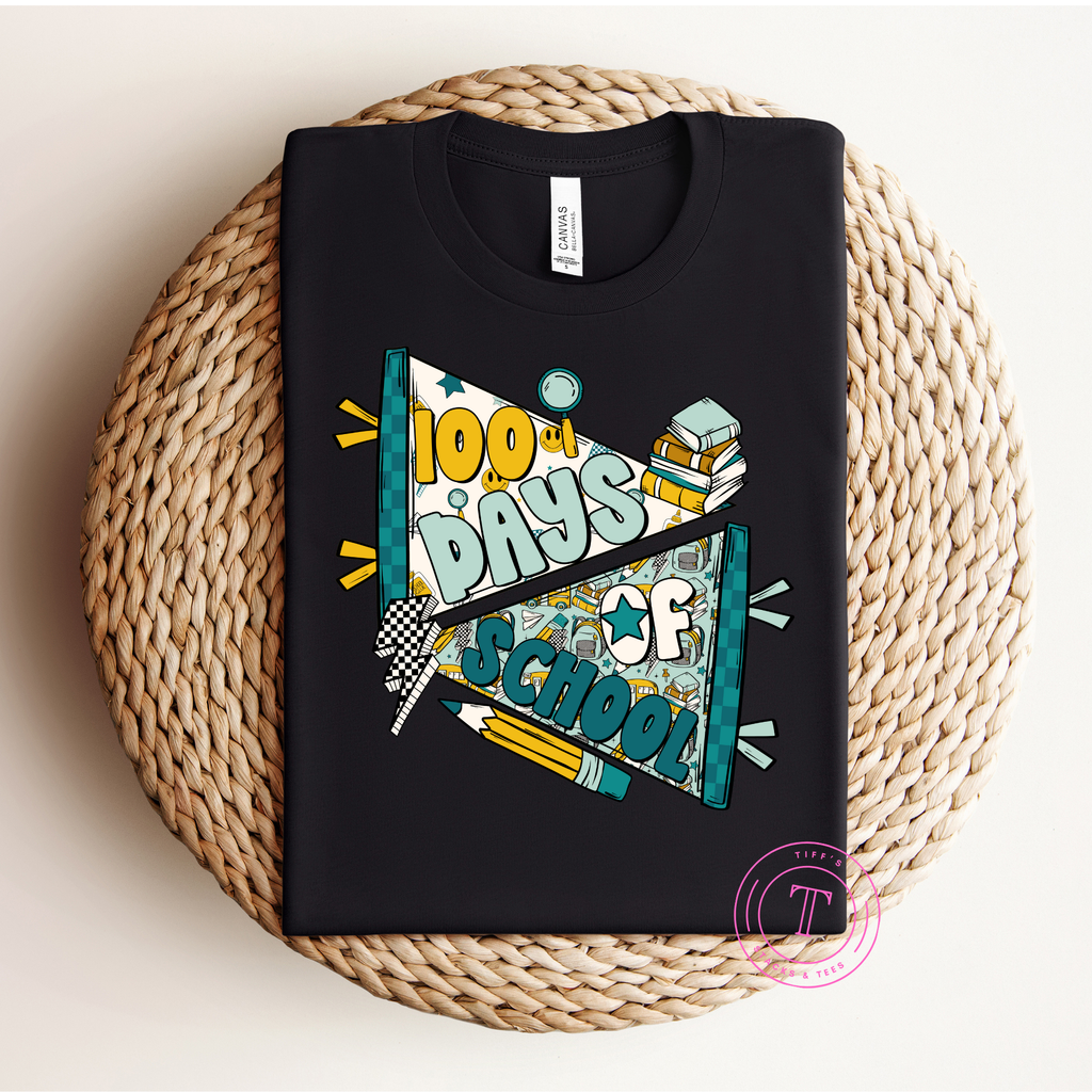 100 Days of School Turquoise Pennant Youth