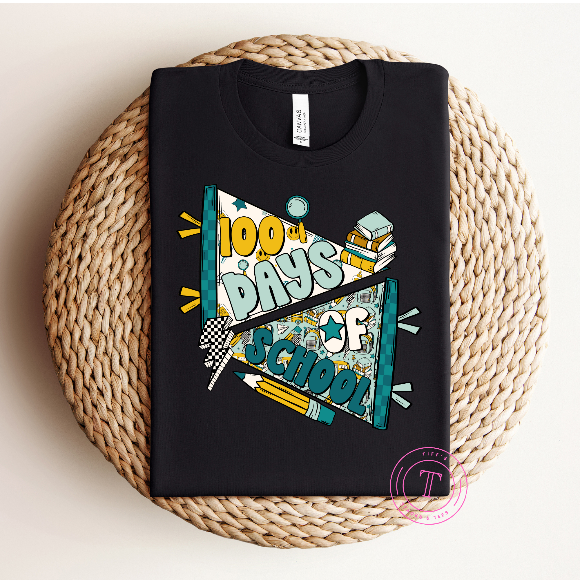 100 Days of School Turquoise Pennant Youth